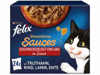 FELIX Sensations Saucen Katzenfutter nass, Sorten-Mix, 4er Pack (4 x 24 Beutel...