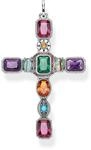 THOMAS SABO Anh&auml;nger Kreuz farbige Steine 925 Sterlingsilber, Geschw&auml;rzt