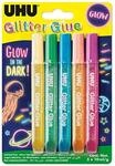 UHU Glitter Glue GLOW IN THE DARK, Tuben 5x10ml