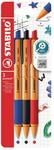 STABILO - Druck-Kugelschreiber - pointball - 3er Pack - blau, schwarz, rot