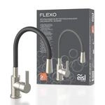 EISL Flexo Edelstahl/Schwarz Flexible Sp&uuml;ltischarmatur, biegsamer Wasserhahn f&uuml;r