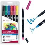 Tombow ABT-6P-1 Fasermaler Dual Brush Pen mit Zwei Spitzen 6er Set, prim&auml;rfarben,