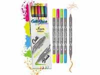 ONLINE Brush-Pen Set Calli.Brush NEON I 5 Double-Tip Pinselstifte mit