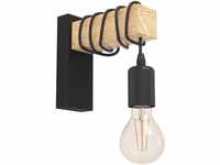 EGLO Wandlampe innen Townshend, Vintage Wandleuchte mit Holzbalken, Retro Wand Lampe