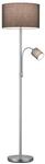 Trio Leuchten Stehleuchte Hotel 403900211, Metall Nickel matt, Stoffschirm Grau,