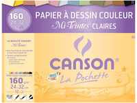 Canson 2789-ASS Tasche 12 Blatt Zeichenpapier, 160 g, 24 x 32 cm, verschiedene