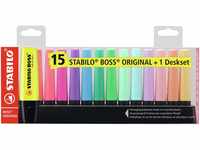 Textmarker - STABILO BOSS ORIGINAL - 15er Tischset - mit 9 Leuchtfarben & 6