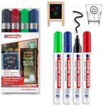 edding 4095 Kreidemarker Set - schwarz, rot, blau, gr&uuml;n - 4 Kreidestifte -