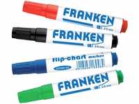 FRANKEN Flipchart Marker, 2-6 mm Keilspitze, 4 Stück, farblich sortiert, Z2203