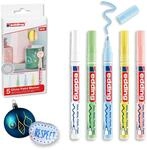 edding 751 Glanzlackmarker - wei&szlig;, gelb, gr&uuml;n, rosa, blau (pastell) - 5er Set
