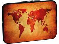 PEDEA Design Schutzhülle Notebook Tasche bis 15,6 Zoll (39,6cm), Brown Global Map