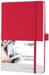 SIGEL CO654 Premium Notizbuch A5 kariert rot, Hardcover, 194 nummerierte Seiten,