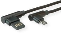 ROLINE USB 2.0 Kabel, gewinkelt, Typ A rev - Micro B, ST/ST, schwarz, 0,8 m