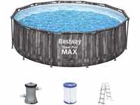 Bestway Steel Pro MAX Frame Pool-Set mit Filterpumpe Ø 366 x 100 cm, Holz-Optik