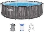 Bestway Steel Pro MAX Frame Pool-Set mit Filterpumpe &Oslash; 366 x 100 cm, Holz-Optik