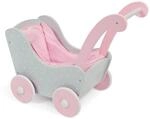 Holzpuppenwagen f&uuml;r Baby-Puppen bis 54 cm, Puppenwagen aus Holz, Schiebeh&ouml;he 43 cm,