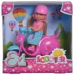 Simba 105733345 - Evi Love Scooter, Spielpuppe auf ihrem Scooter mit Helm, 12cm, ab 3