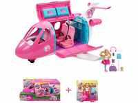 Barbie Flugzeug mit Pilotin Puppe, mit beweglichen Räder und 15x Zubehör inkl.