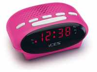 Ices ICR-210 Pink - FM Uhrenradio - Radiowecker mit 2 Weckzeiten - PLL FM -