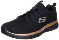 Skechers Damen Graceful Get Connected Trainers, Black Mesh/Rose Gold Trim, 40 EU