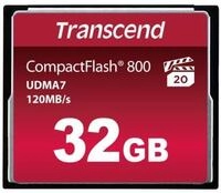 Transcend 32GB CompactFlash CF 800 Speicherkarte, VPG-20, bis zu 120 MB/s Read, 60