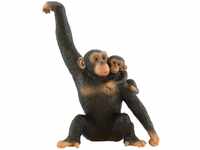 Bullyland 63594 - Spielfigur Schimpansin mit Baby, ca. 10,5 cm große Tierfigur,
