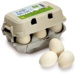 Erzi 17010 Eier, wei&szlig; aus Holz im Karton, Kaufladenartikel f&uuml;r Kinder, Rollenspiele