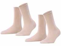 FALKE Damen Socken Happy 2-Pack W SO Baumwolle einfarbig 2 Paar, Rosa (Blossom 8645),