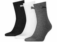 Puma Unisex Short Sock, Grey/White/Black, 35/38 (3er Pack)
