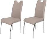 Hela Tische, 2er Set Esszimmerstuhl Susi, Bezug Kunstleder Cappuccino, Griffmulde,