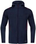 JAKO Herren Freizeitjacke Challenge mit Kapuze, Marine-Meliert/Maroon, XXL