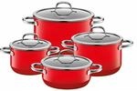 Silit Passion Red Topfset 4-teilig, T&ouml;pfe mit Glasdeckel, Silargan Funktionskeramik,