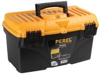 Perel Werkzeugkoffer 25,7L mit herausnehmbarer Einsatzbox, Kunststoff Toolbox mit