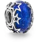PANDORA Charm Murano-Glas Moments "Sterne" Silber, blau 790015C00