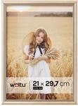 WOLTU Bilderrahmen A4 (21x29,7 cm) Gold, Fotorahmen aus Massivholz und...