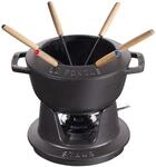 STAUB Fondue Set mit 6 Gabeln, Gusseisen, Rund, 18 cm, 1,6 l, Geeignet f&uuml;r K&auml;se-