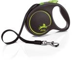 flexi&reg; Black Design L | 5m Gurt Roll-Leine f&uuml;r Hunde bis 50 kg | schwarz/gr&uuml;n 
