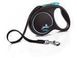 flexi&reg; Black Design M | 5m Gurt Roll-Leine f&uuml;r Hunde bis 25 kg | schwarz/blau 