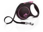 flexi&reg; Black Design M | 5m Gurt Roll-Leine f&uuml;r Hunde bis 25 kg | schwarz/pink 