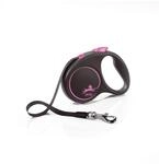 flexi&reg; Black Design S | 5m Gurt Roll-Leine f&uuml;r Hunde bis 15 kg | schwarz/pink 
