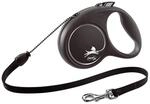 flexi&reg; Black Design M Seil 5 m schwarz/Silber, Roll-Leine f&uuml;r Hunde bis 20 kg