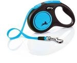 flexi&reg; Neon S | 5m Gurt Roll-Leine f&uuml;r Hunde bis 15 kg | schwarz/neon-blau 