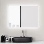 Talos Moon Badspiegel mit Beleuchtung 80x60 cm - Badezimmerspiegel mit...