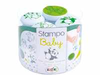 ALADINE 03817 - Stampo Baby Tiere, 5 Stempel, 1 Maxi Stempelkissen, grün