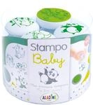 ALADINE 03817 - Stampo Baby Tiere, 5 Stempel, 1 Maxi Stempelkissen, gr&uuml;n