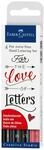 Faber-Castell 267115 - Tuschestift Pitt Artist Pen Lettering, 4er Etui Love