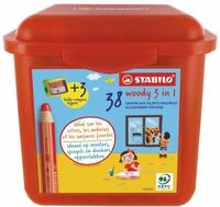 STABILO - Buntstift, Wasserfarbe & Wachsmalkreide - woody 3 in 1-38er Box und 3