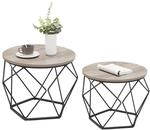 VASAGLE Couchtisch rund, 2er Set, Wohnzimmertisch, Beistelltisch, Vintage-Flair,