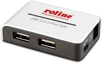 ROLINE USB 2.0 Hub Black and White, 4 Ports, mit Netzteil