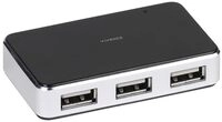 Vivanco USB 2.0 HUB (4-Port aktiv, Metallgeh&auml;use, inkl. Netzteil) schwarz/silber